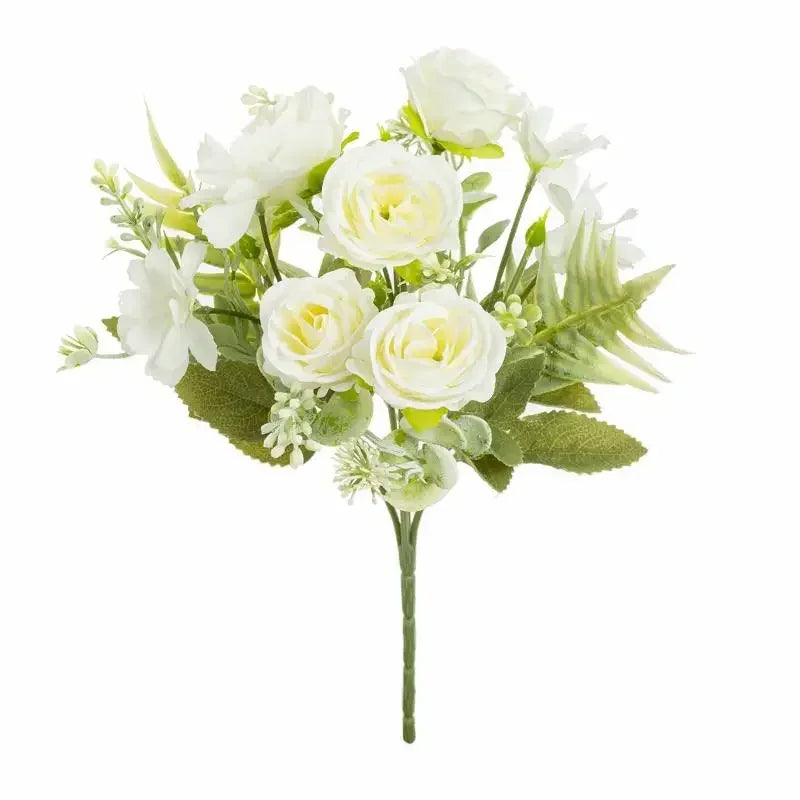 Artificial 1PC Flowers Wedding Home Bedroom Decoration Bridal Bouquet Garden Fake Silk Roses Hydrangeas Vase For Board Outdoors Qme