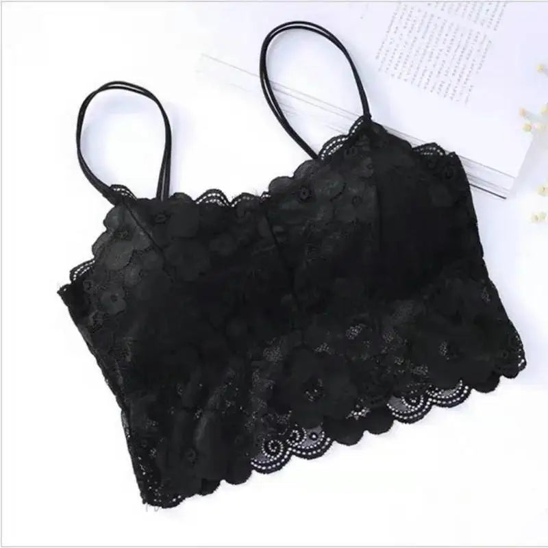 Women Lace Seamless Bras Sexy Wrapped Chest Strap Pad Camisole Qme