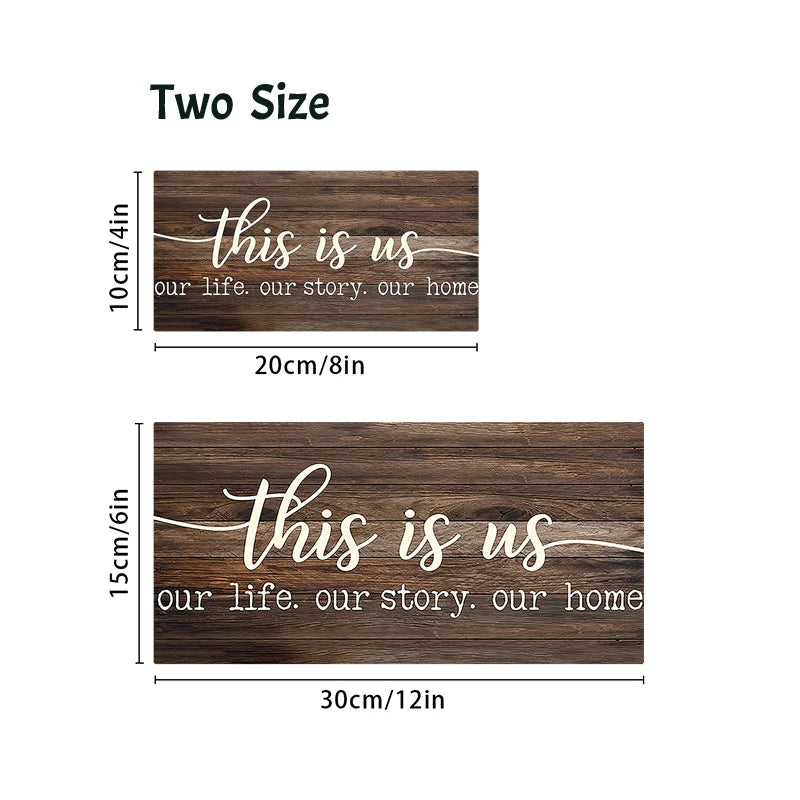Rustic This is us Wall Hanging Decor Wood Art Plaques Sign Door Sign for Home Living Room Kitchen Decor Qme
