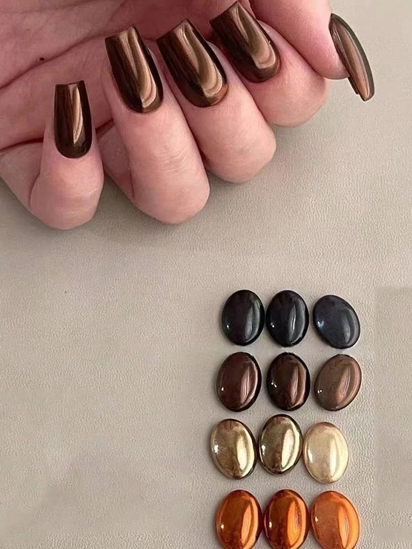 Metallic Magic Mirror Chrome Nail Art Powder Autumn Winter Brown Qme