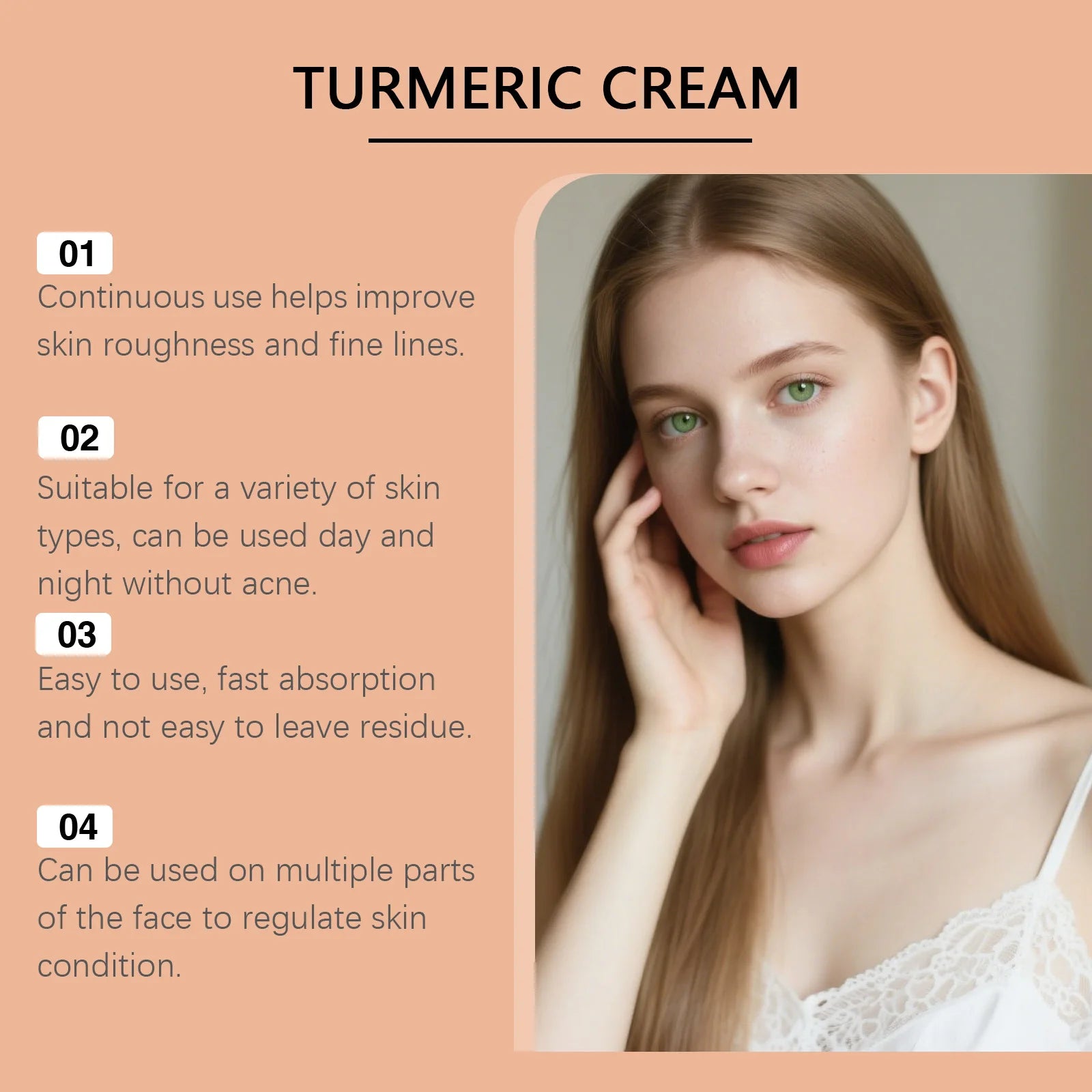 Turmeric Brightening Skincare Set Turmeric Cream & Facial Cleanser Reduces Dullness Moisturizing Soothing Anti-Wrinkle Skin Care Qme