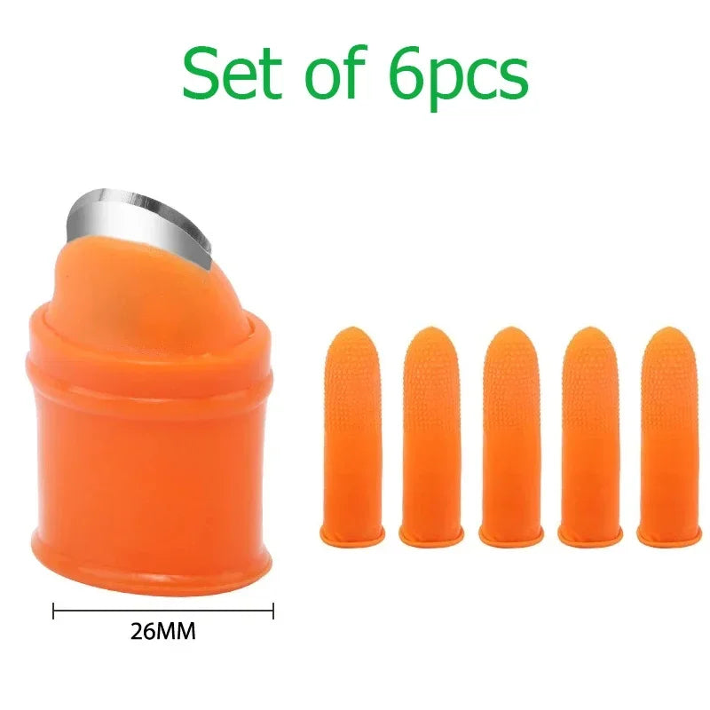 Multifunctional Thumb Knife Finger Cots Set Labor-Saving Picking Tool for Strawberry Hulling Garlic Peeling Vegetable Qme Thicker Set