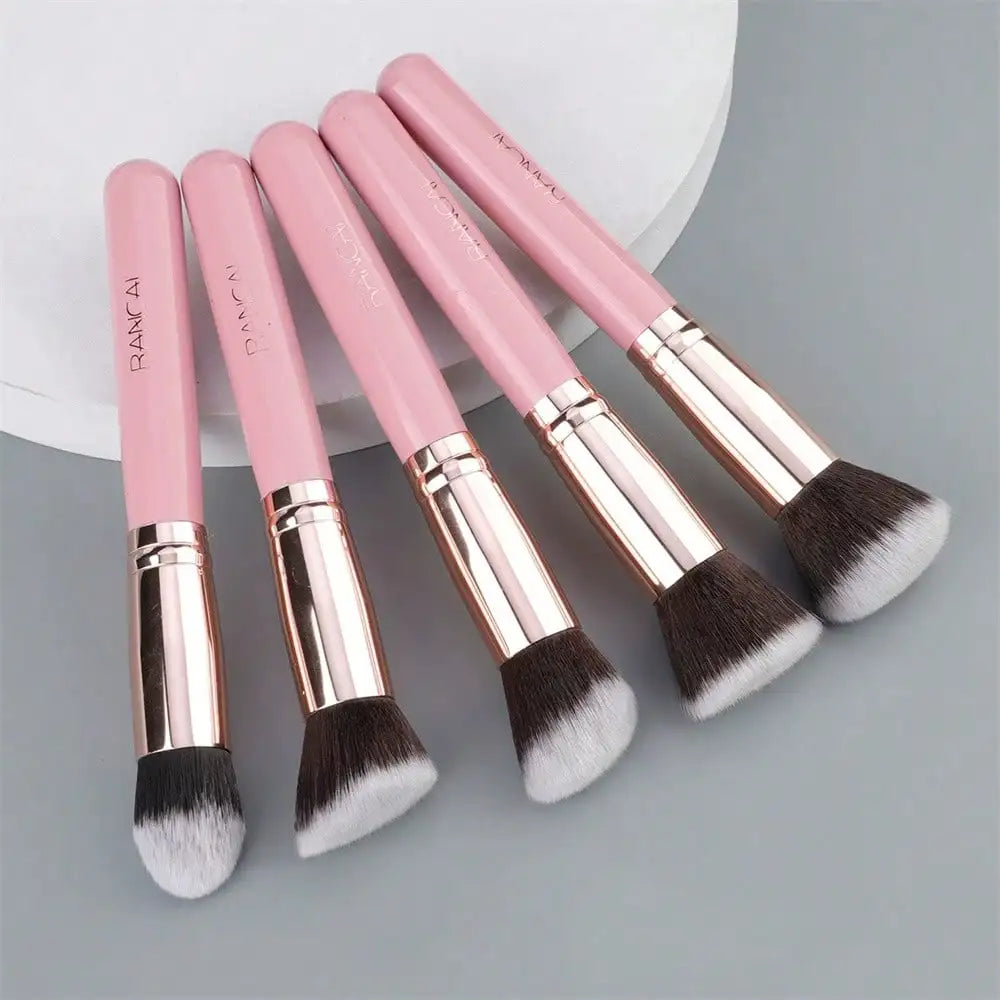 Pink Gold Makeup Brush Soft Hair Powder Blush Foundation Brushes Qme