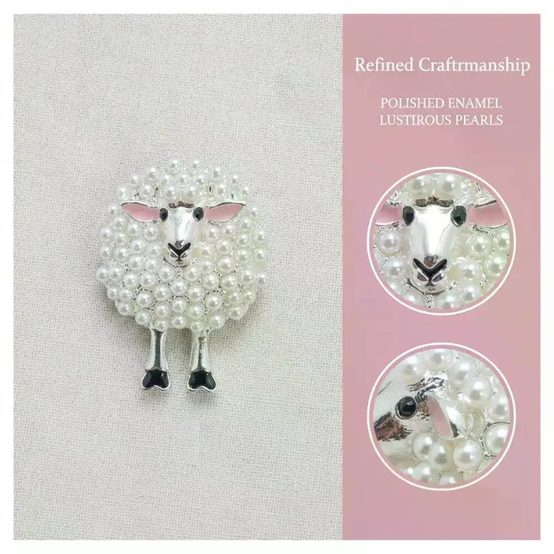 Sheep Shape Full Drill Design Elegant Decoration Vintage Pearl Brooch For Women Daily Outfit Qme