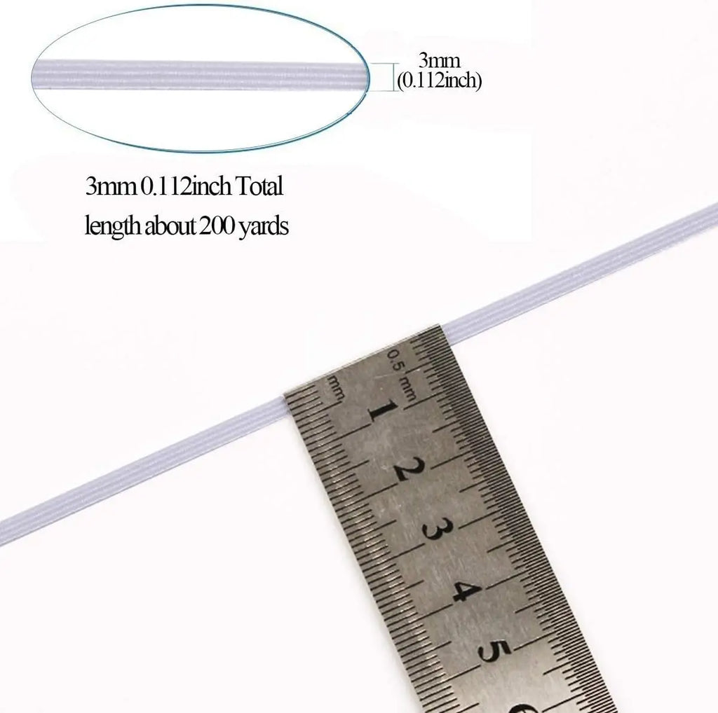 160 Yards White Flat Elastic Band Heavy Stretch High Elasticity Knit Elastic Band for Sewing Crafting (3mm) Qme