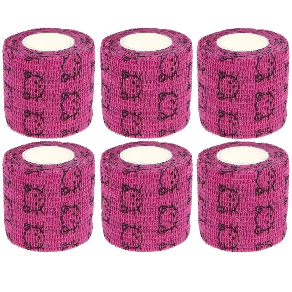 6/12PCS Gauze Bandage Self-adhesive Breathable Elastic Bandages for Nail Tattoo Art Sports Fixing Finger Wrist Leg Qme 6 Cat
