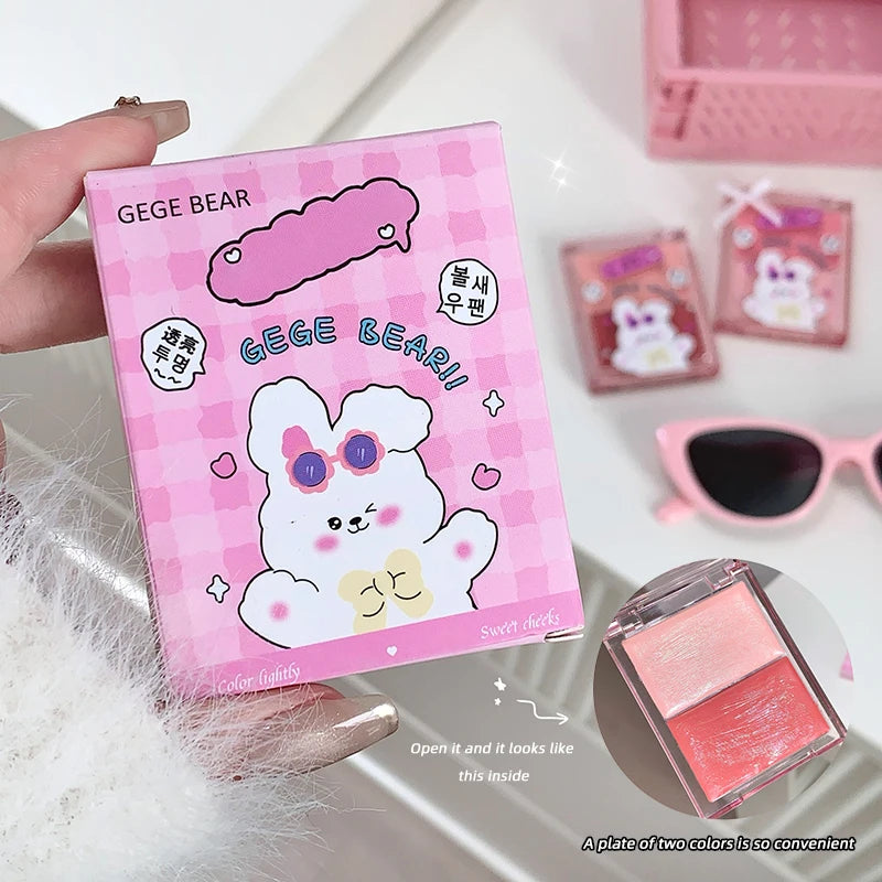 Gege Bear Watery Two-color Blush Palette Moisturizing Expandable Qme
