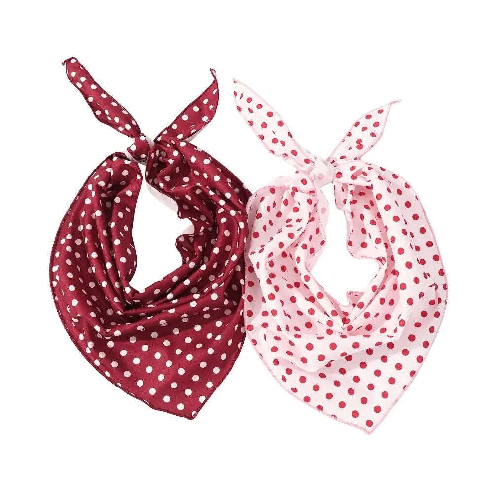 Stacked Wear Solid Polka Dots Triangle Scarf Thin Versatile Foulard Qme
