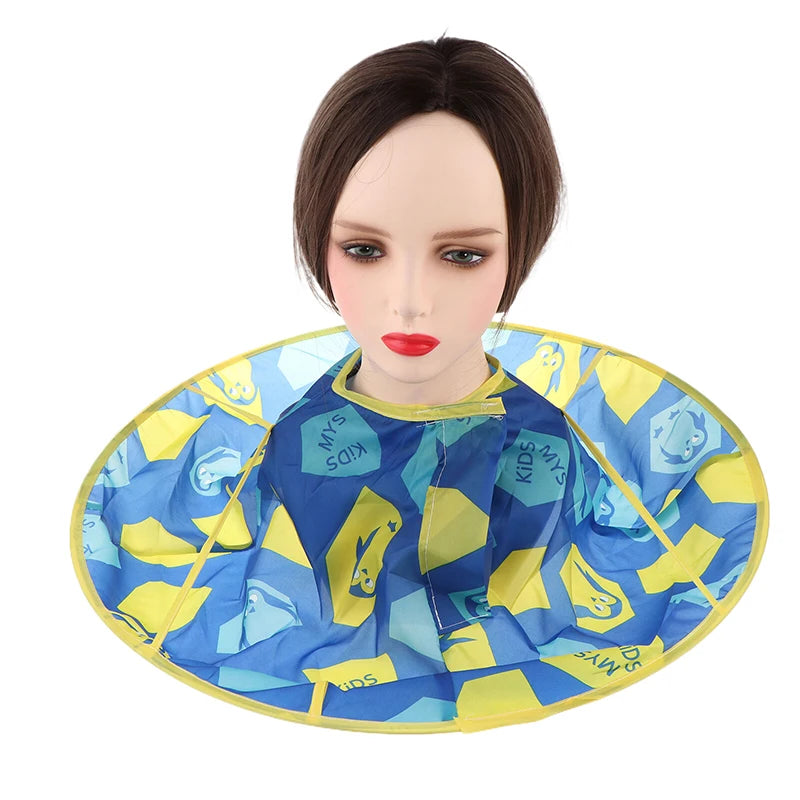 Kids Hair Cutting Gown Hairdresser Apron Cloak Barber Cape Umbrella Qme