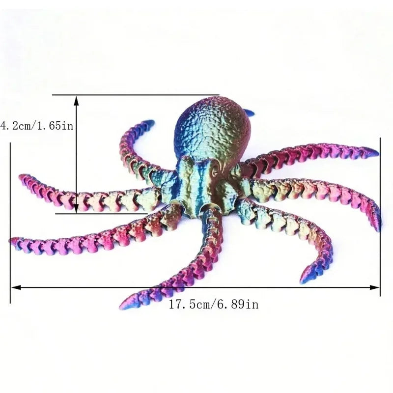 3D-Printed Articulated Octopus Figurine: A Realistic, Articulated Stress-and Creative Decorative Item Qme