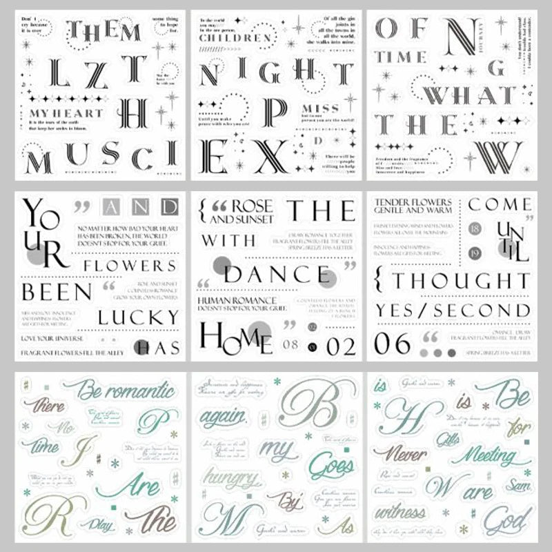 Sticker Book 10pcs/bag Art Alphabet Sticker Book Minimalist Fashion Style Stickers DIY & Scrapbook Diary Decorative Sticker Book Qme