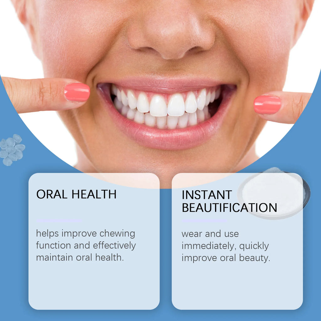 Dentures False Teeth Full Set Temporary Tooth Repair Improve Dental Loss Fitting Mouth Prevent Falling Out Soft Silicone Braces Qme