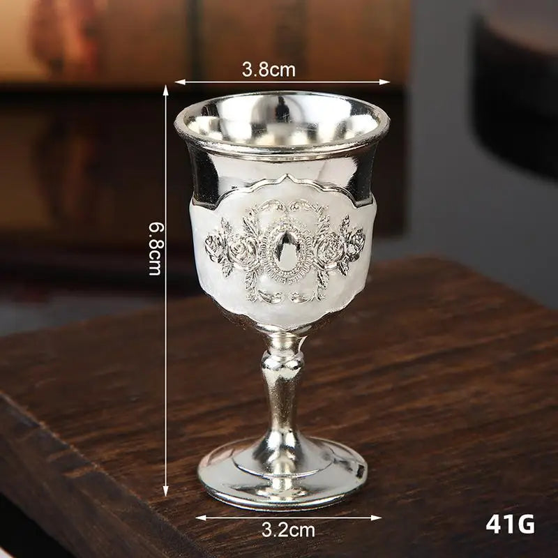 European White Wine Cup Vintage Glass Classic Metal Drinkware Goblet Qme silvery white