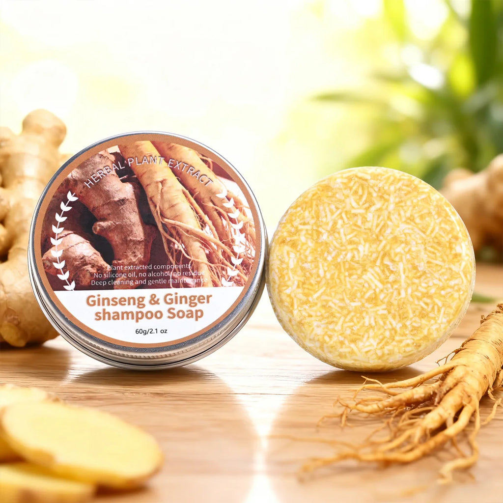 Ginseng Ginger Solid Hair Soap Refreshing Oil Control Cleaning Bubble Qme