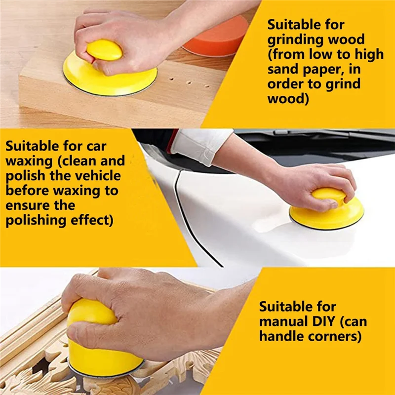 A02F-Manual Sander Grinding Block 124Mm Compatible 5-Inch Round Hand Tray Polishing Adhesive Tray Qme