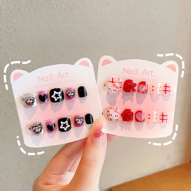 Hello Kitty Kuromi Nail Stickers New Cartoon-Style Stickers Safe, Non-Toxic, Odorless, and Easy to Apply Qme