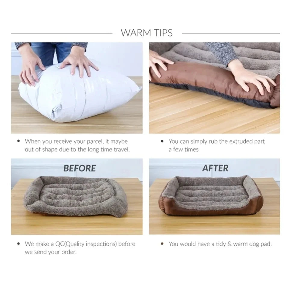 Soft Square Large Dog Sofa Elastic Dog House Cushion Winter Warm Medium Dog Bed Washable Cat Kennel House Accessories Qme