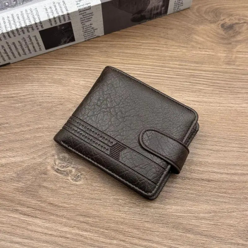 Men Wallets Leather Zipper Purse Man Slim Card Horders Male Short Qme Coffee
