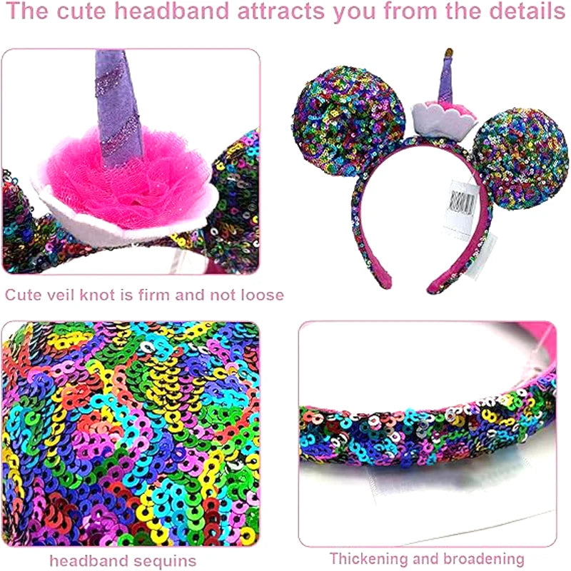 Mouse Ears Headbands Strawberry Bow birthday Princess Party Decoration Cosplay Hair Accessories Hairband for girl Women Adult Qme