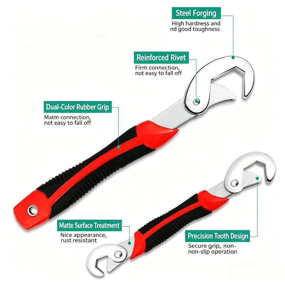 2Pcs Universal Adjustable Wrench Set Dual Head Multi-function Spanner 6-32mm Non-slip TPR Handle For Pipe Auto Household Repair Qme