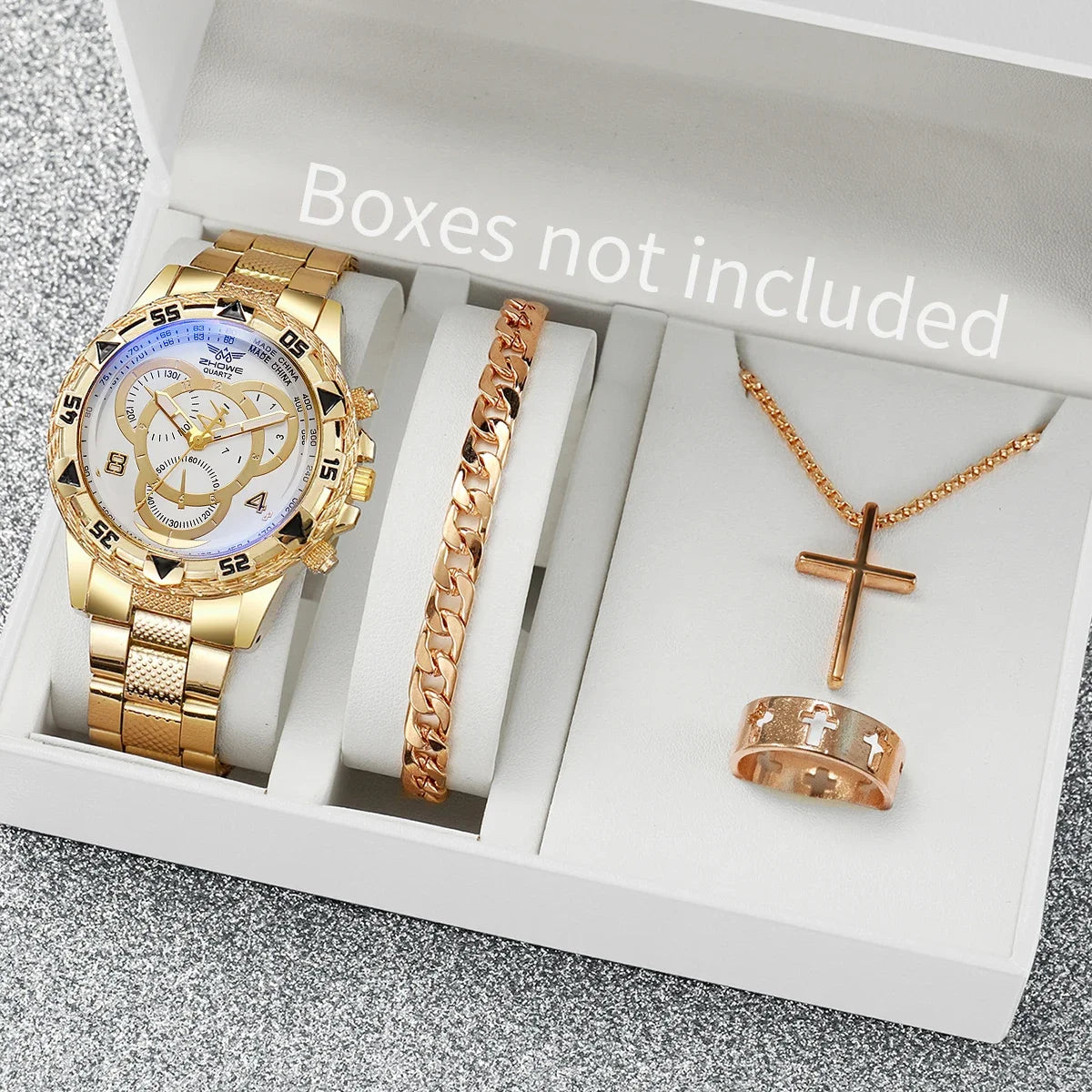 20264PCS Men Business Watches Fashion Big Dial Steel Band Male's Analog Quartz Watch Clock Relogio Masculino（Without Box） Qme
