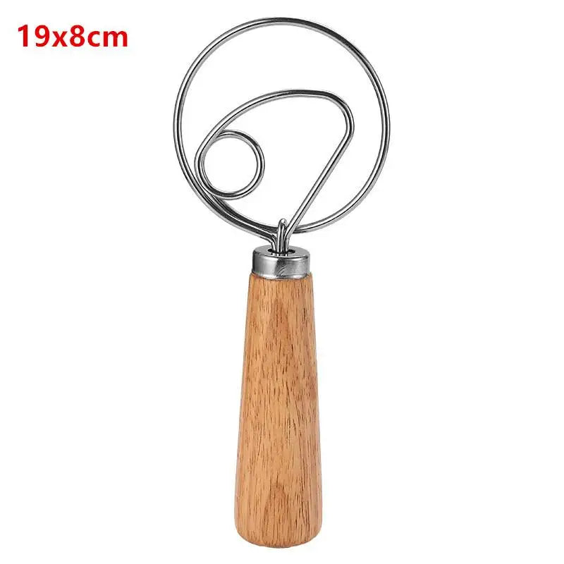 Stainless Steel Dough Whisk With Smooth Wooden Handle Sourdough & Bread Mixing Danish Dough Whisk Bread Tools Qme A