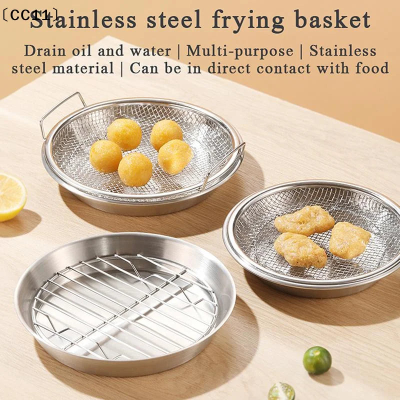 Stainless Steel Drain Tray Oil Draining Oven-safe Baking Round Qme