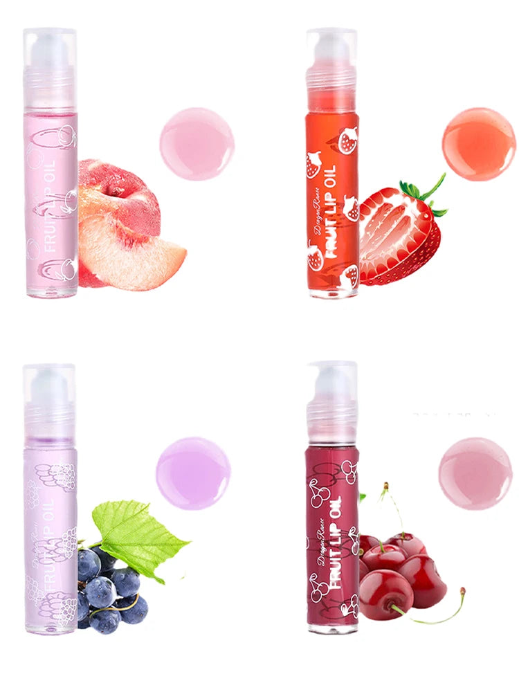 Fruity Flavors Rolling Ball Lip Oil Crystal Jelly Moisturizing Glow Qme