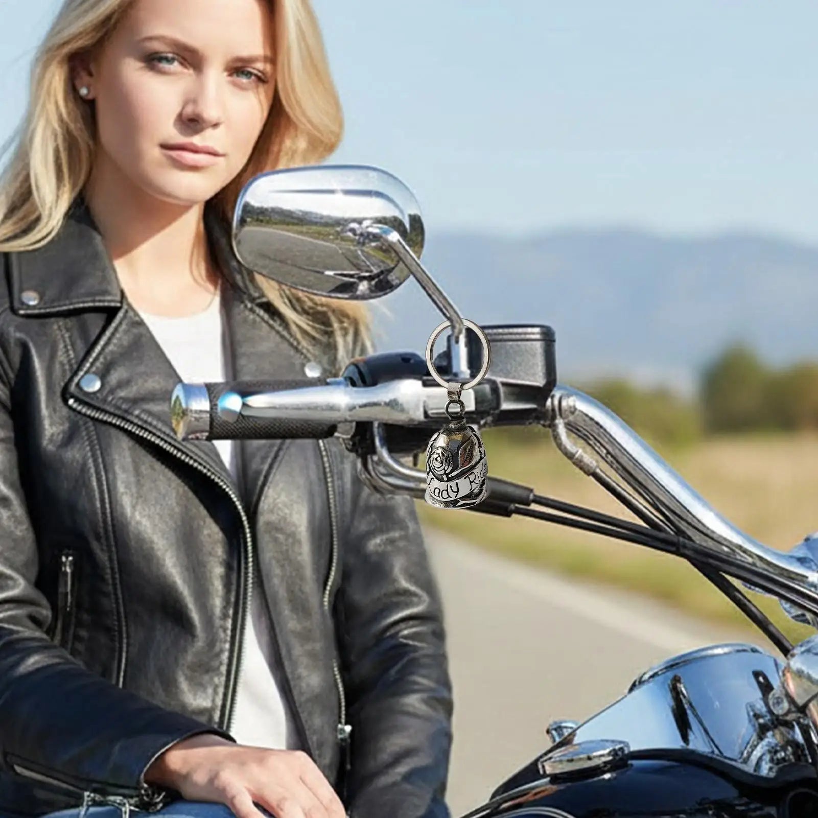 Decorative Motorcycle Bell Artistic Metal Charm Rose Design Bell with Symbolic Touch Rider Ornament for Good Energy Qme