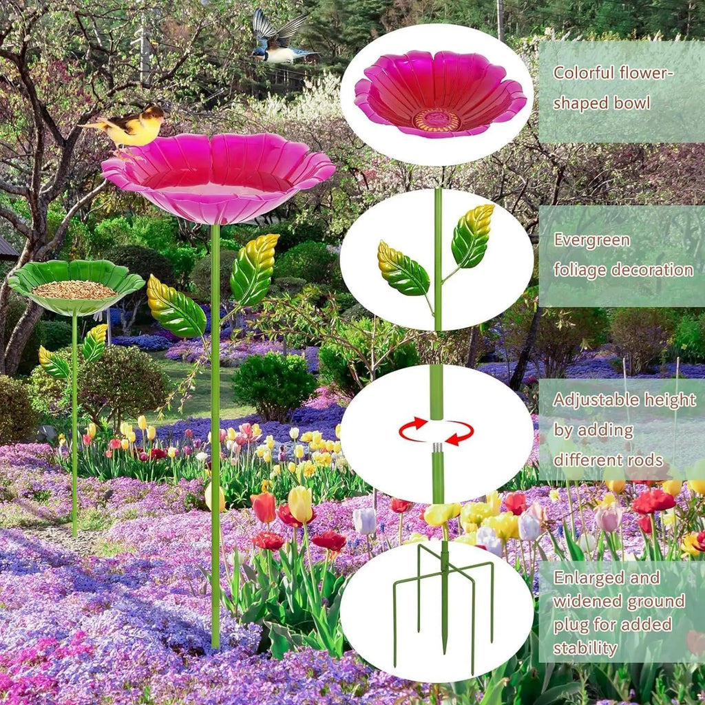 Bird Bath Outside Metal Rustproof All-weather Birdbath Outdoor Garden Qme