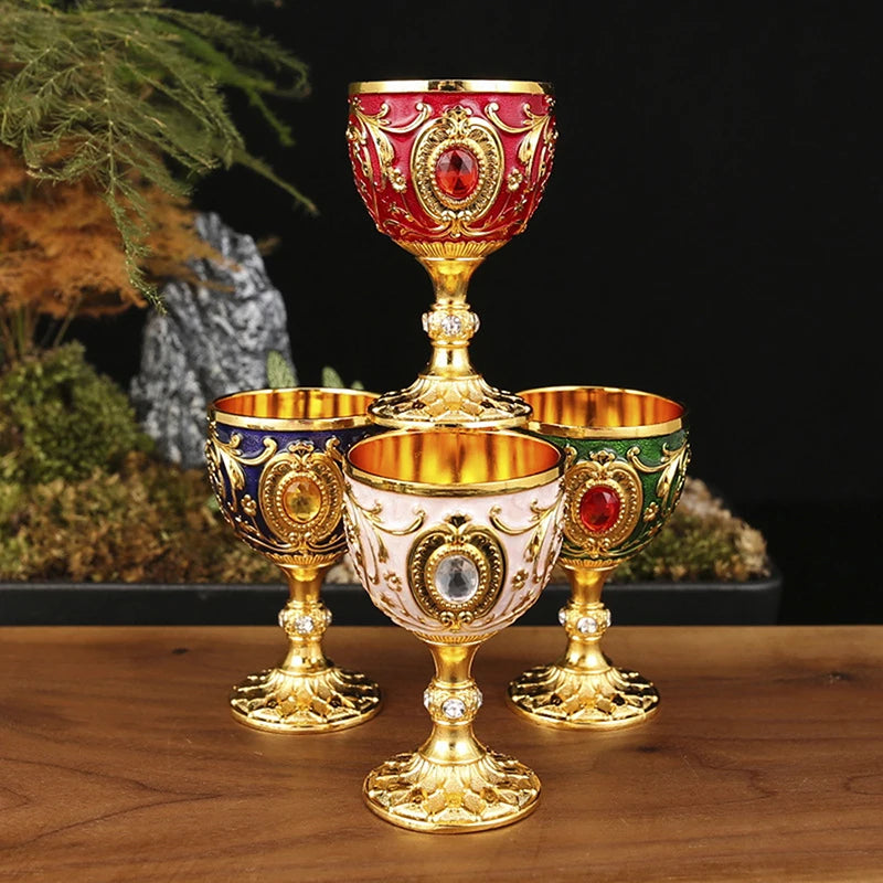 1pc Timeless Embossed Metal Chalice Goblet Vintage Wine Champagne Liqueur Cup Perfect For Bars Restaurants Home Decor Qme