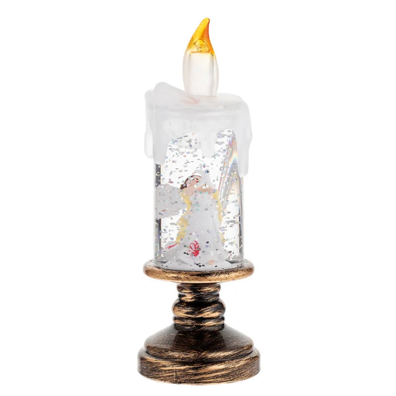 Christmas Snow Globe Lamp Cartoon Candle Light Creative Crystal Ball Qme B