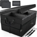 Large Oxford Fabric Foldable Car Trunk Storage Box Multi-Functional Waterproof Collapsible Cargo Organizer for SUV Sedan Qme Black