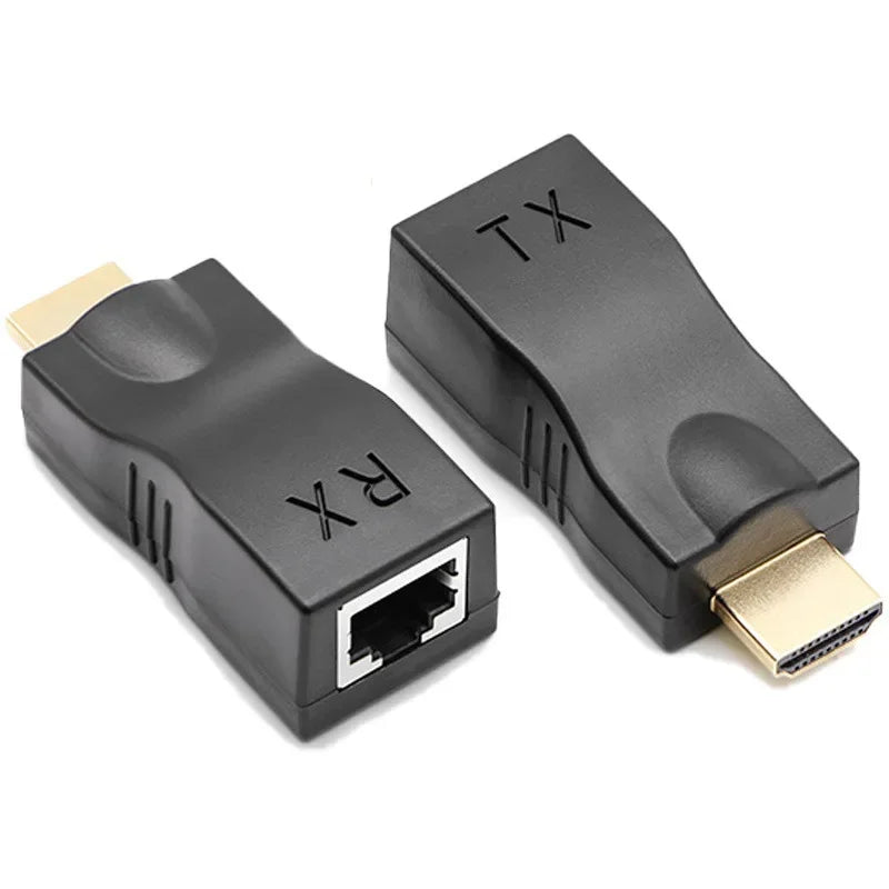 1080P HD 4K HDMI-compatible Extender RJ45 Ports Network 30M to RJ45 Over CAT5e / 6 UTP LAN Extender Cable Adapters Qme black