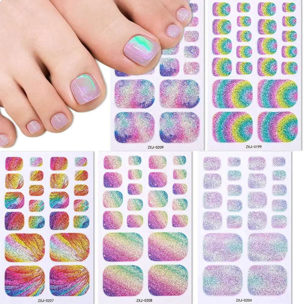 22 Srtips/sheet Toenail Semi Cured Gel Nail Wraps Long Lasting Full Cover Nail Gel Sticker Press on Nails Wraps Manicure Qme