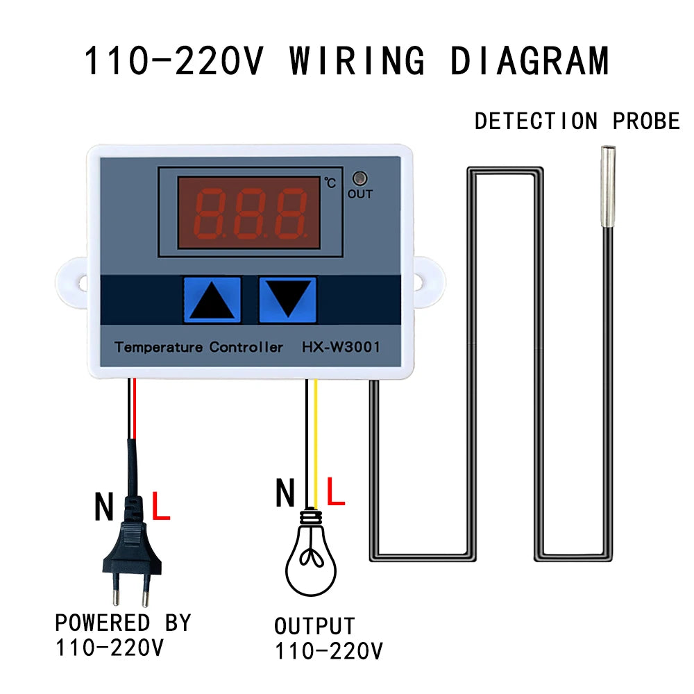 W3001 W3002 Digital Temperature Controller Thermostat Switch Qme