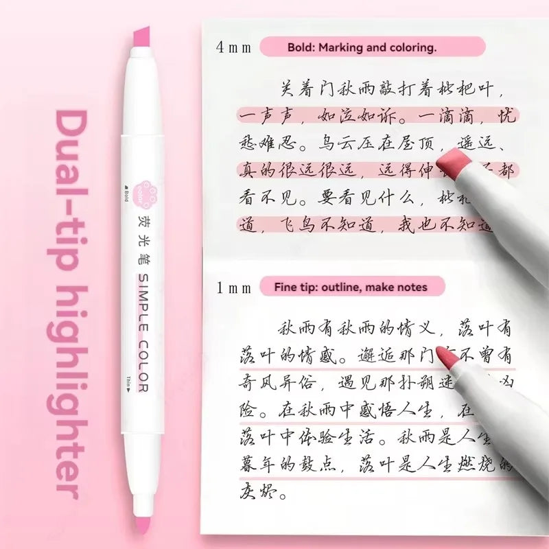 Aesthetic Cute Pastel Double Tips Highlighters Set, 8 pcs, Quick Dry, No Bleed Bible for Bible Study Notes School Office Qme