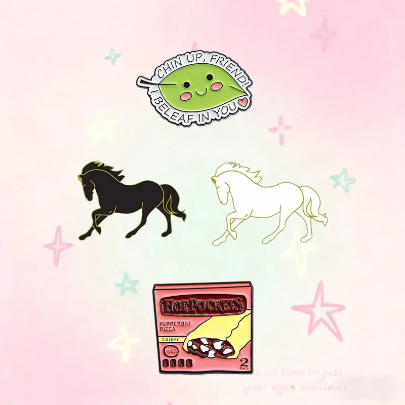 Chinese Zodiac Horse Metal Enamel Pins Cute Cartoon Animal Lapel Pin Badge DIY Decor for Backpack Clothes Fashion Jewelry Gift Qme