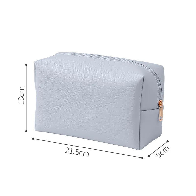 A 1pcs PU Leather Portable Toiletry Bags Waterproof Travel Make Up Bags for Women Small Medium Large Cosmetic Organizer Bags Qme Light blue large