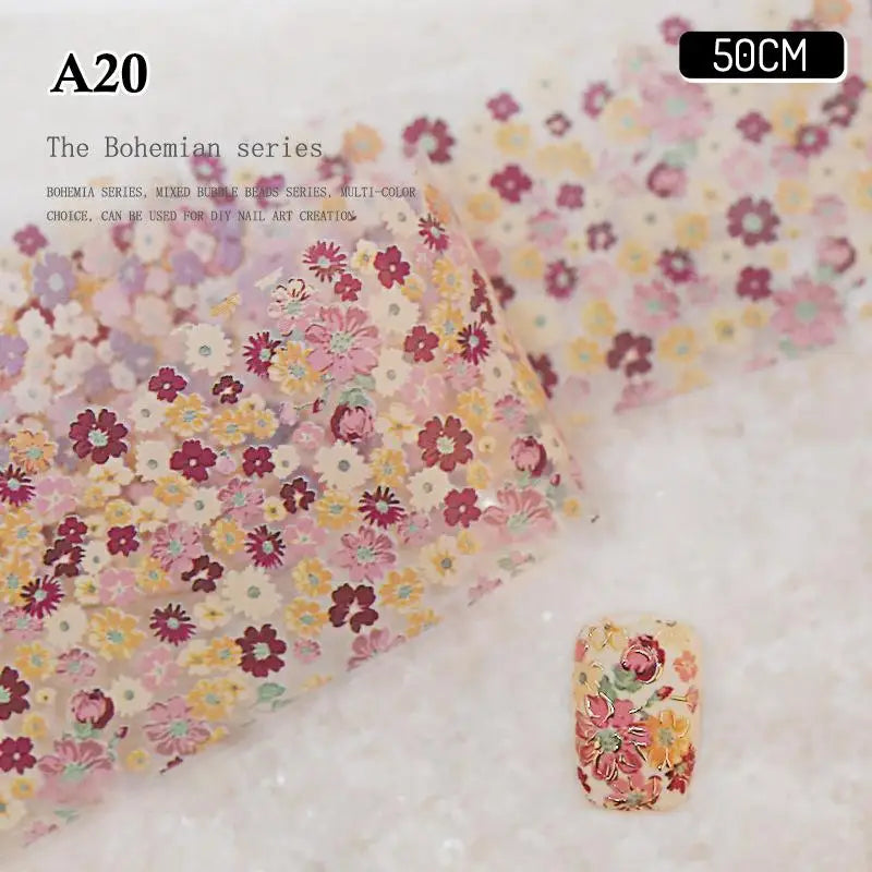 4 Rose Flower Nail Transfer Foils Paper DIY Art Sliders Salon Use Qme A20