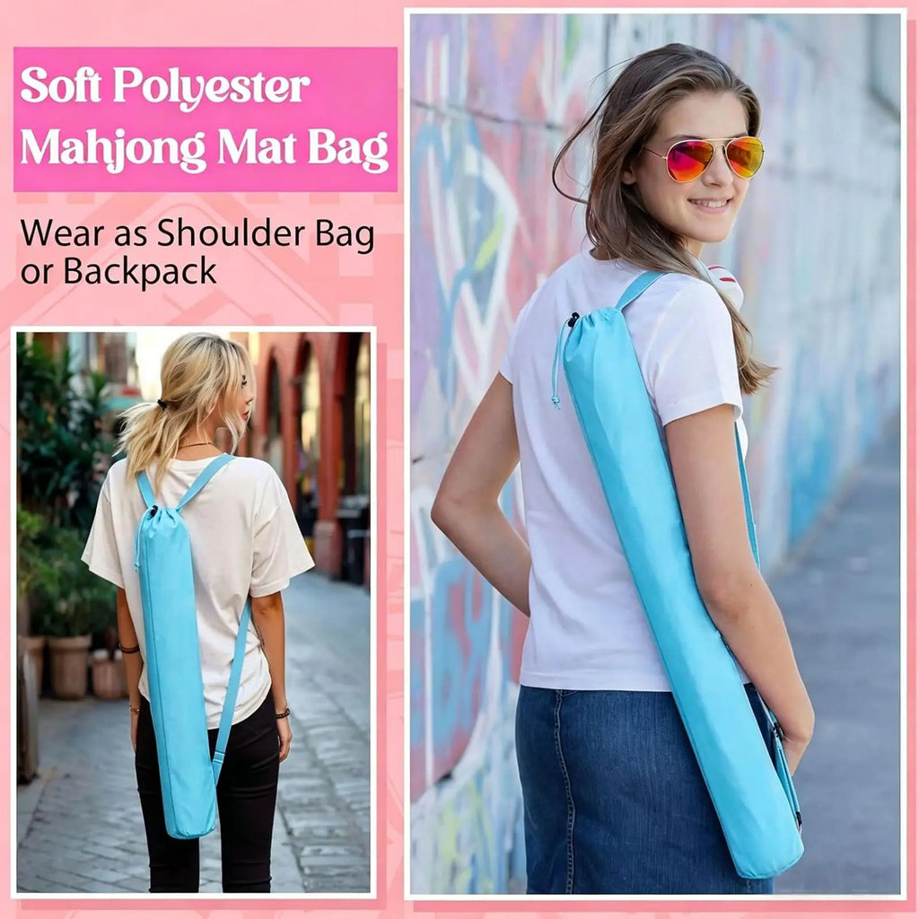 Mahjong Mat Carrying Bag Drawstring Portable Strap Travel Storage Qme