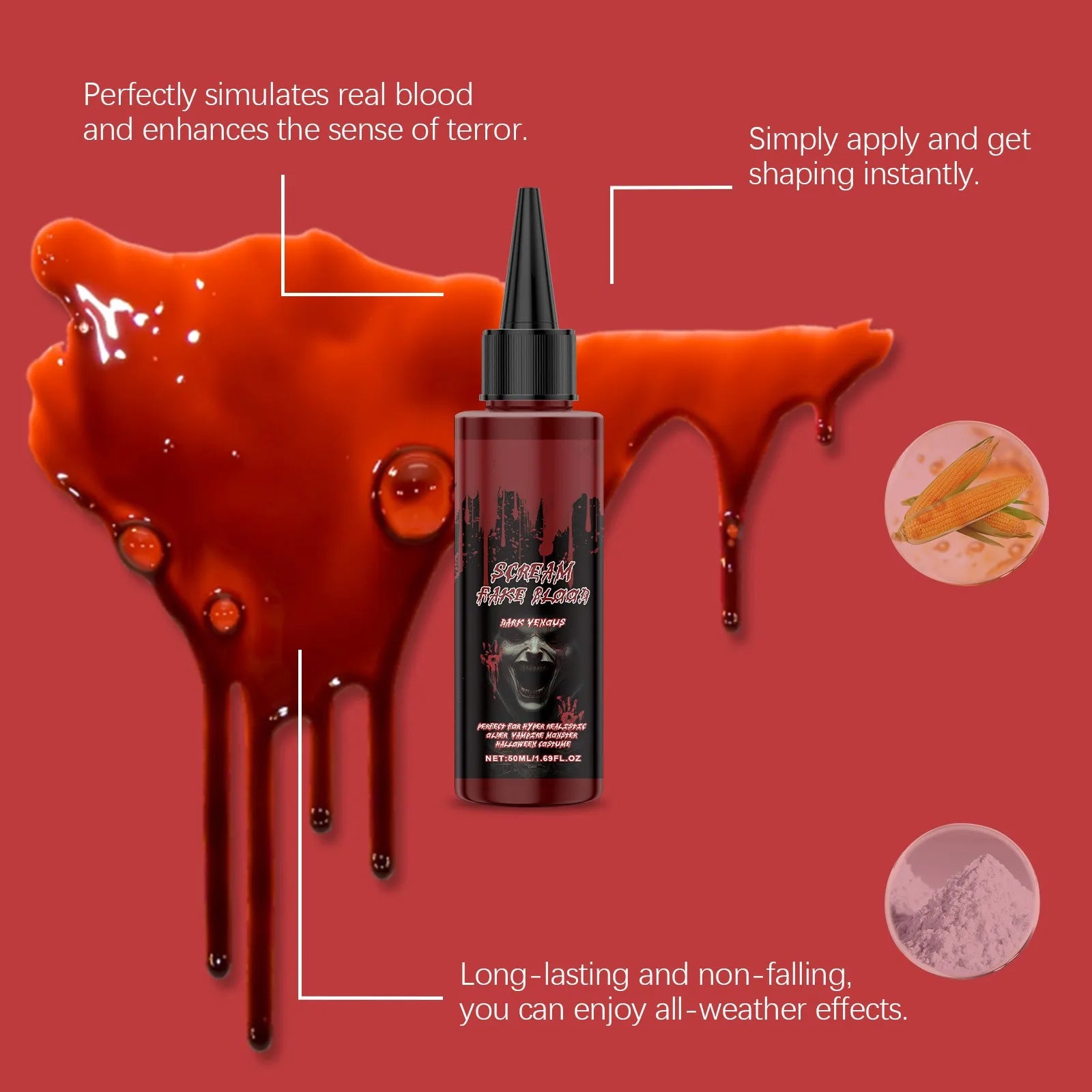 Halloween Fake Blood Washable Bloody For Costume Halloween Vampire Makeup Fake Blood Spray For Cosplay Festive Atmosphere Suppli Qme