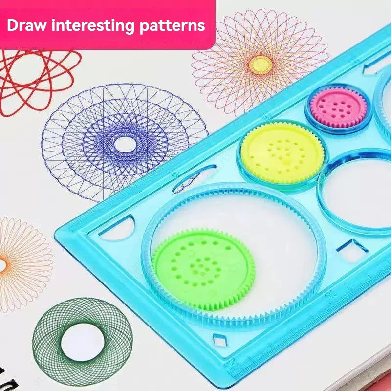 Multifunctional Wanhua Ruler Magic Set Ruler Versatile Gauge Curve Gear Drawing Tool Kit Puzzle Template Ruler Qme