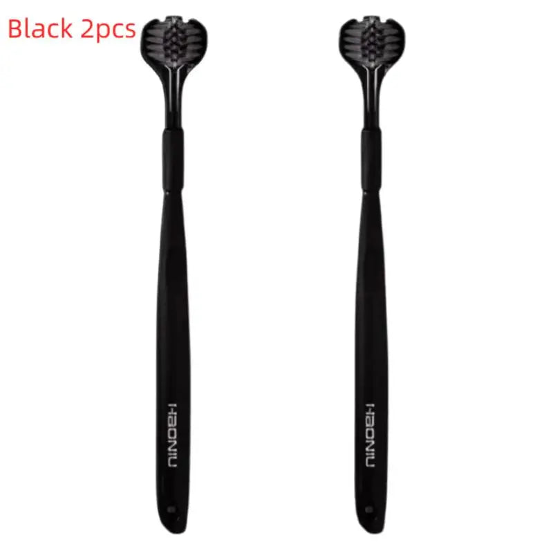 U-shaped 1 2 4 Toothbrush Soft Bristles Efficient Dental Cleaning At Qme 2pcs Black