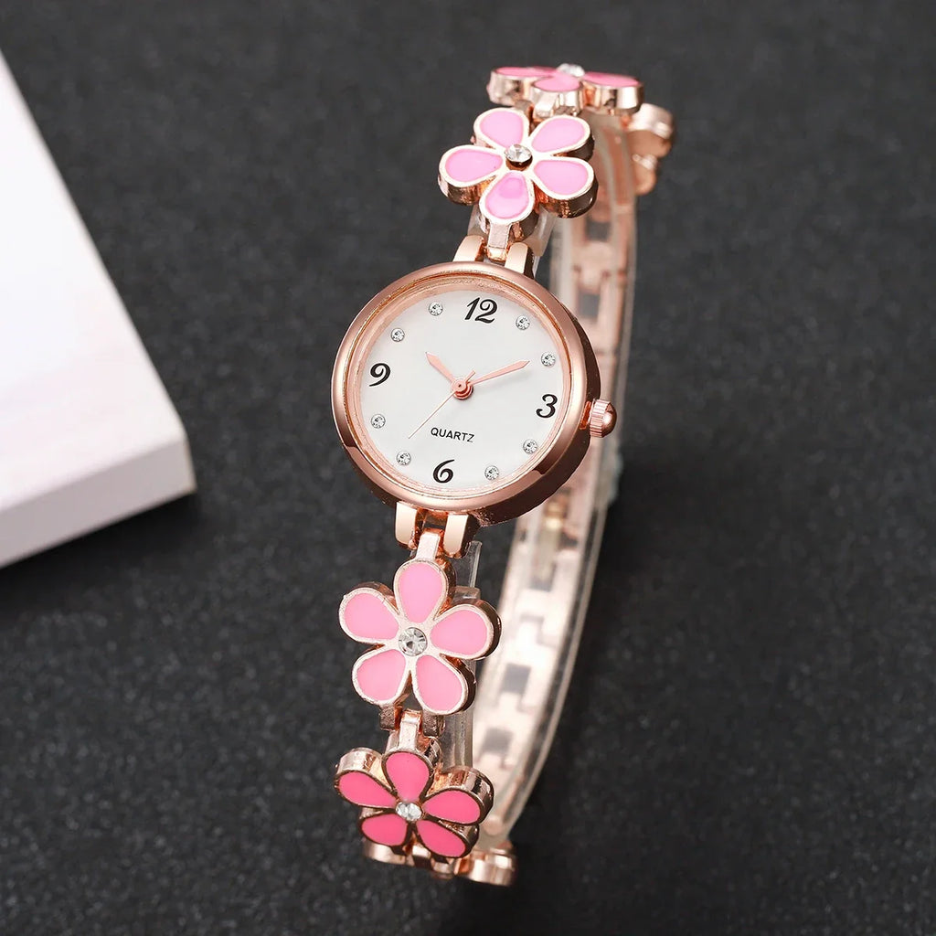 Moda árabe dial relógios femininos elegante flor pulseira senhoras relógio de pulso de quartzo reloj mujer (sem caixa) Qme