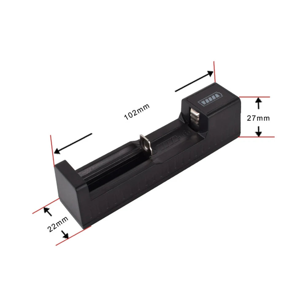 1 Slot Charger USB Fast Charge LED Display for 16340 14500 18650 26650 3.7V Rechargeable Qme