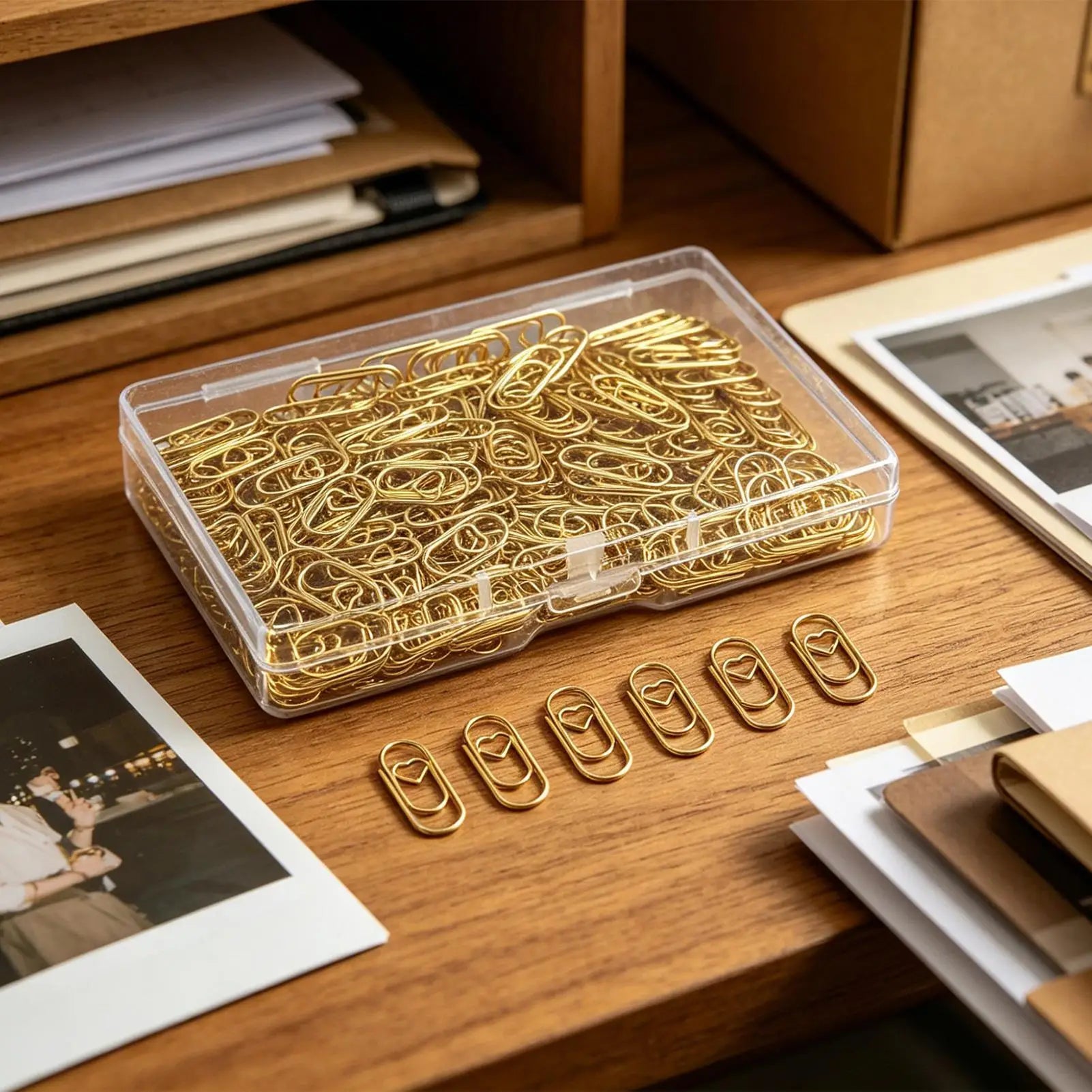 Decorative Paper Clips 100 Pieces Mini Gold Heart Planner Binder Holder Wedding Paper Clips for Home Workplace School Wedding Qme