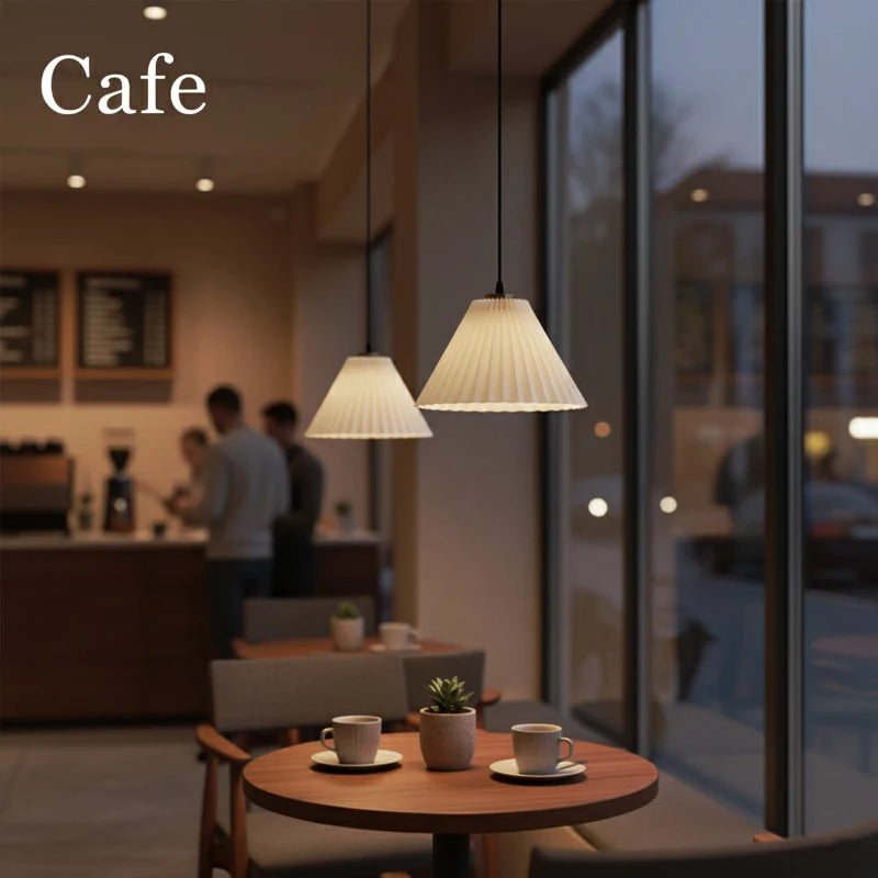 Nordic Origami Pendant Lights Ceiling E27 Base Pleated Lampshade Hanging Lamp Dining Room Kitchen Home Decor Lighting Chandelier Qme