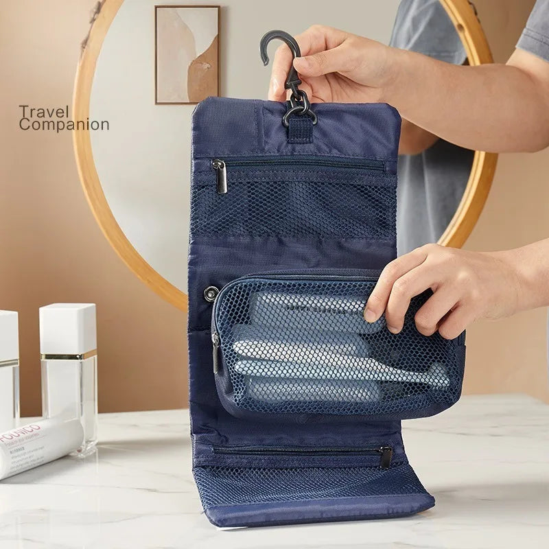 Large Capacity Japanese Folding Toiletry Bag Hook Travel Toiletries Qme