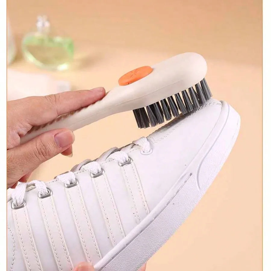 Easy-to-use White PP Multi-functional Shoe Brush Press-type Built-in Qme white